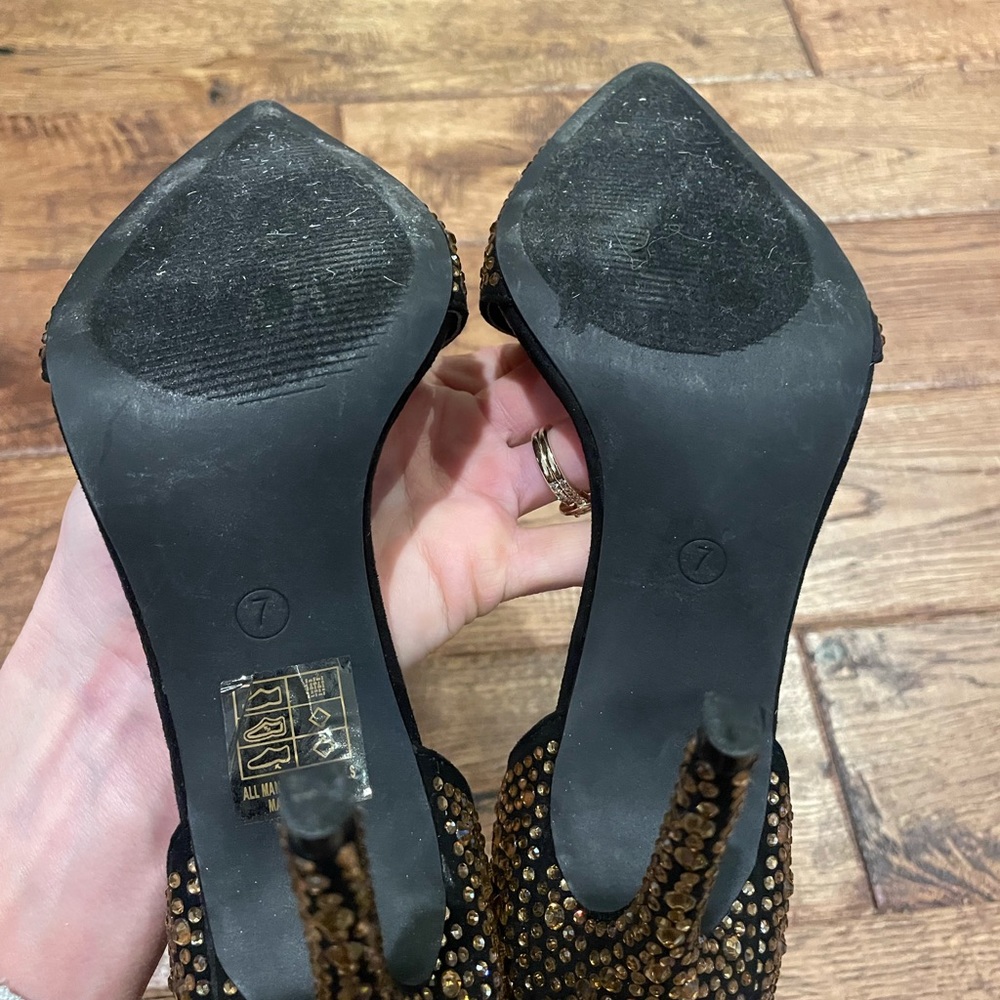 Stunning! Lauren Lorraine  GOLD Crystal Embellished d'Orsay Pump 7 - Picture 5 of 9